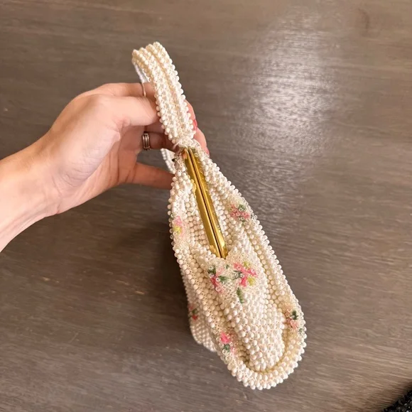 Vintage NWT Corde Bead Beaded Floral Purse Bag Deadstock - Picture 7 of 12